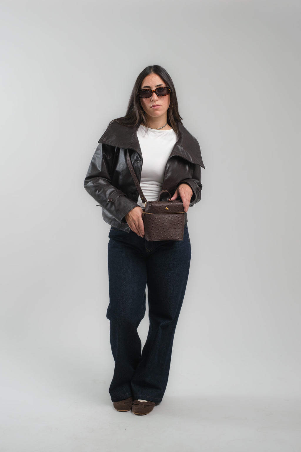 Brown Cropped Trench Jacket